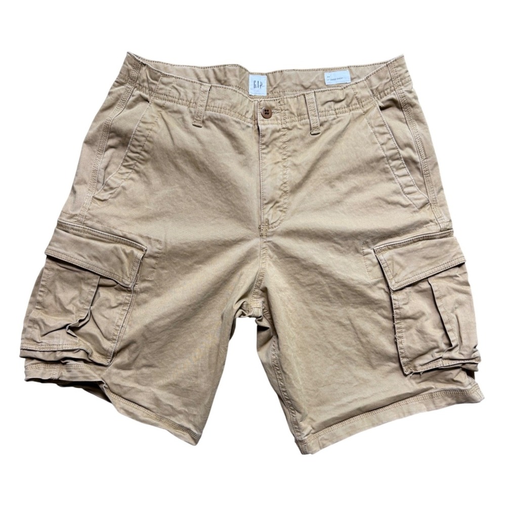 Gap Cargo Short Mens 34 11 Inch Inseam Khaki Utility Stretch EUC